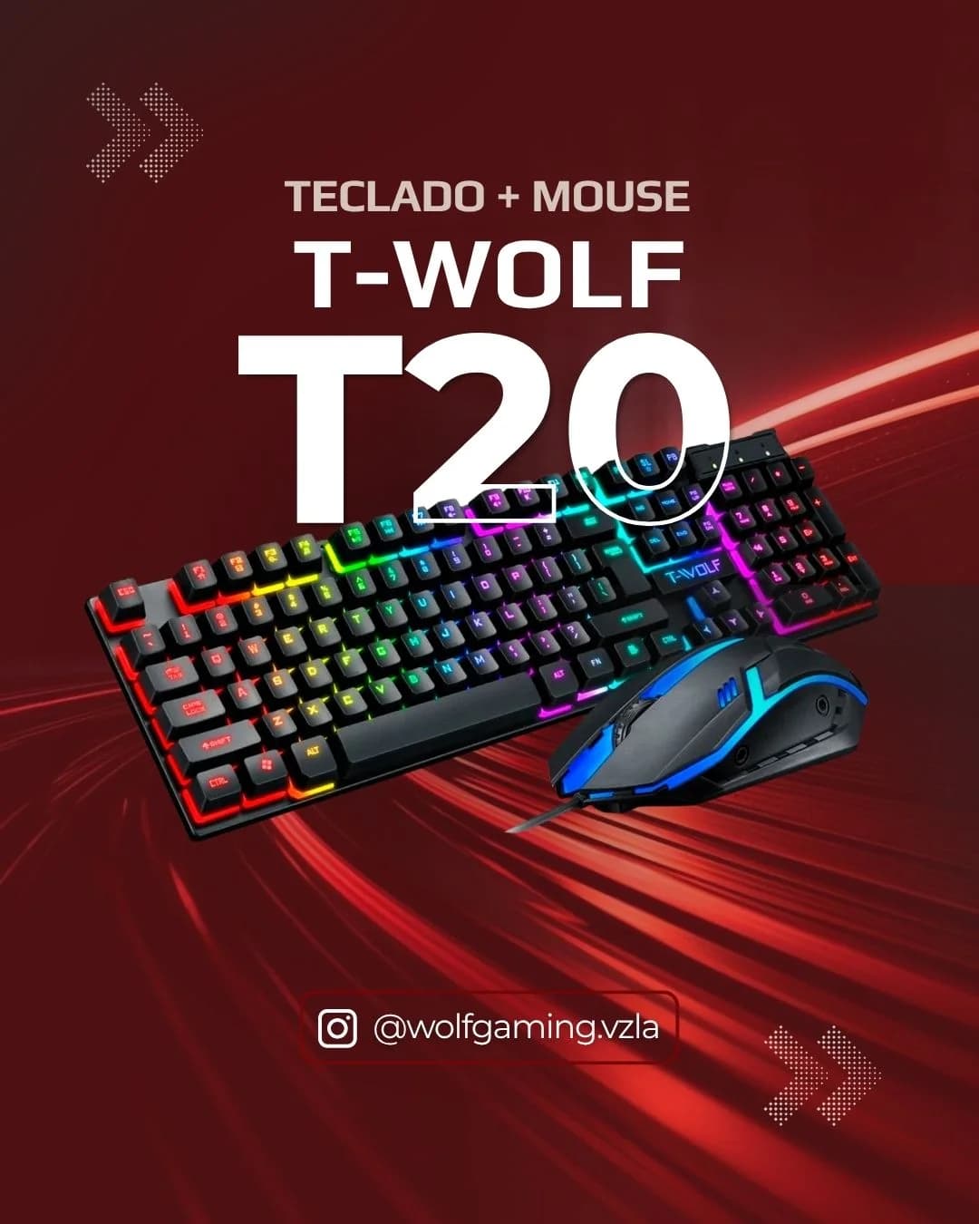 Combo teclado T20 y mouse T-WOLF